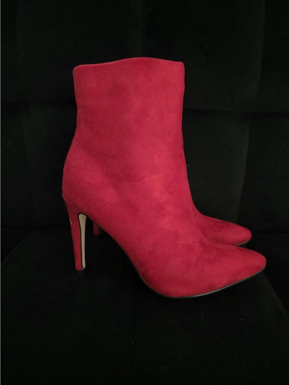Chinese Laundry Red Suede Pointed-Toe Ankle Booties